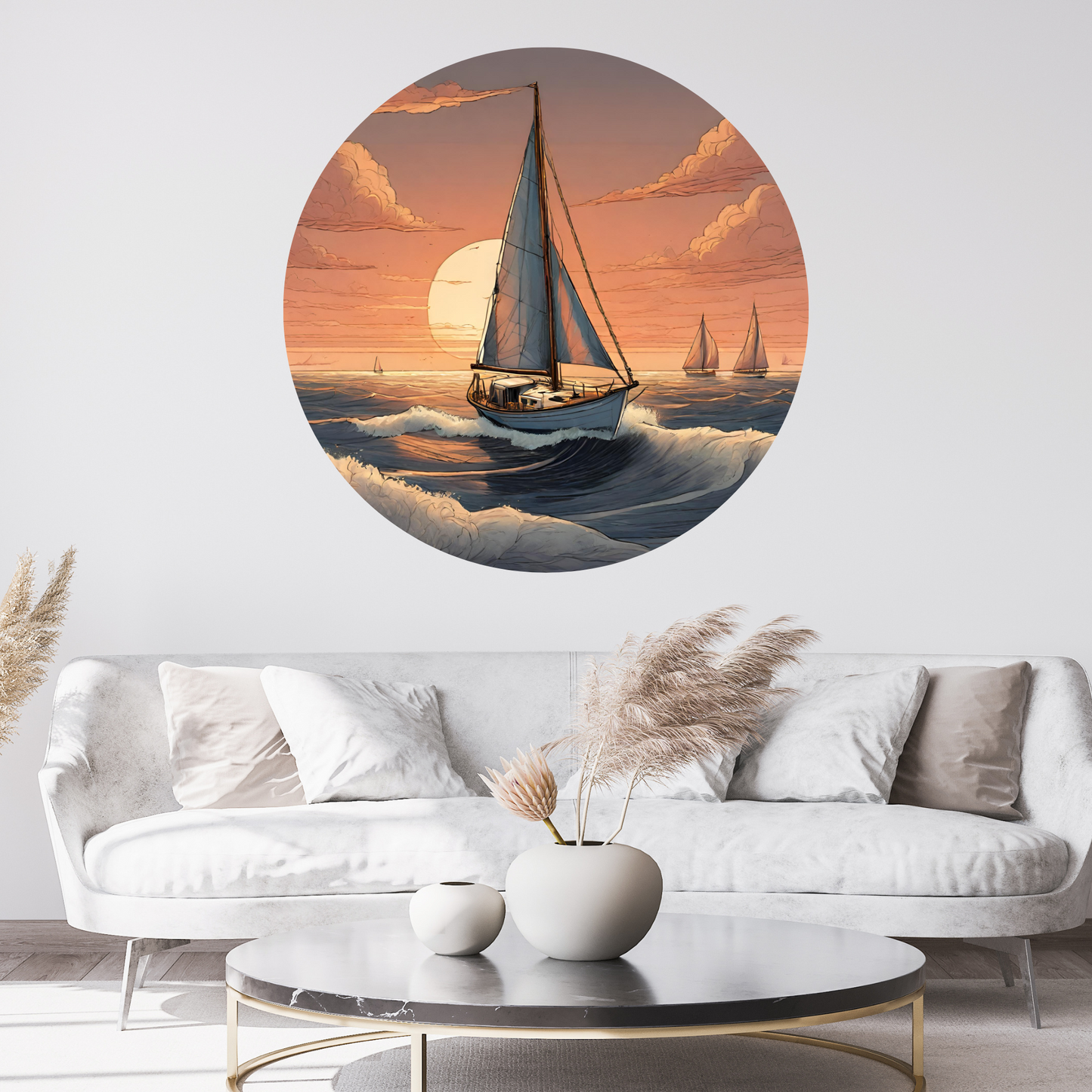 Round Wall Sticker – “Sailboat"
