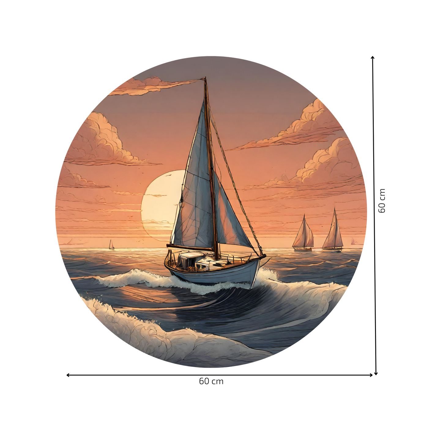 Round Wall Sticker – “Sailboat"