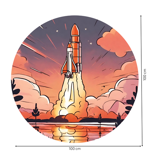 Round Wall Sticker – “Space Shuttle Launch"