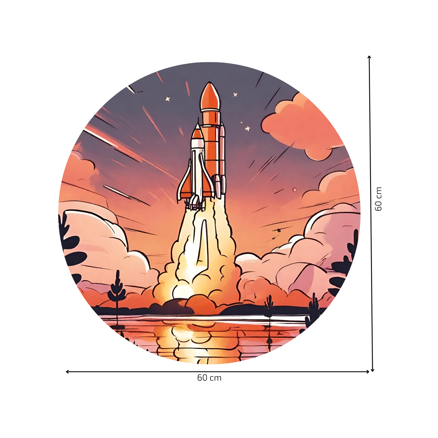 Round Wall Sticker – “Space Shuttle Launch"