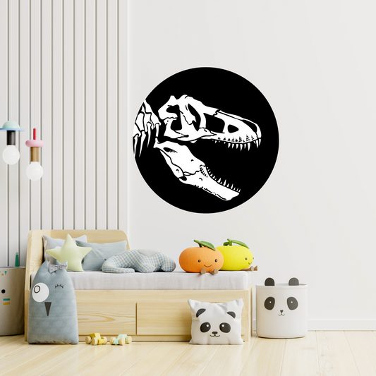 Round Wall Sticker – “T-Rex Skeleton"
