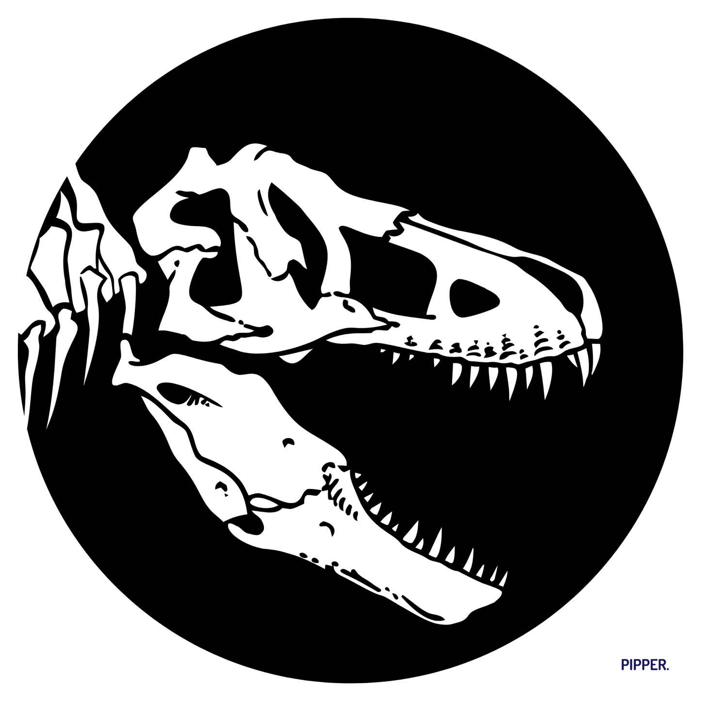 Round Wall Sticker – “T-Rex Skeleton"