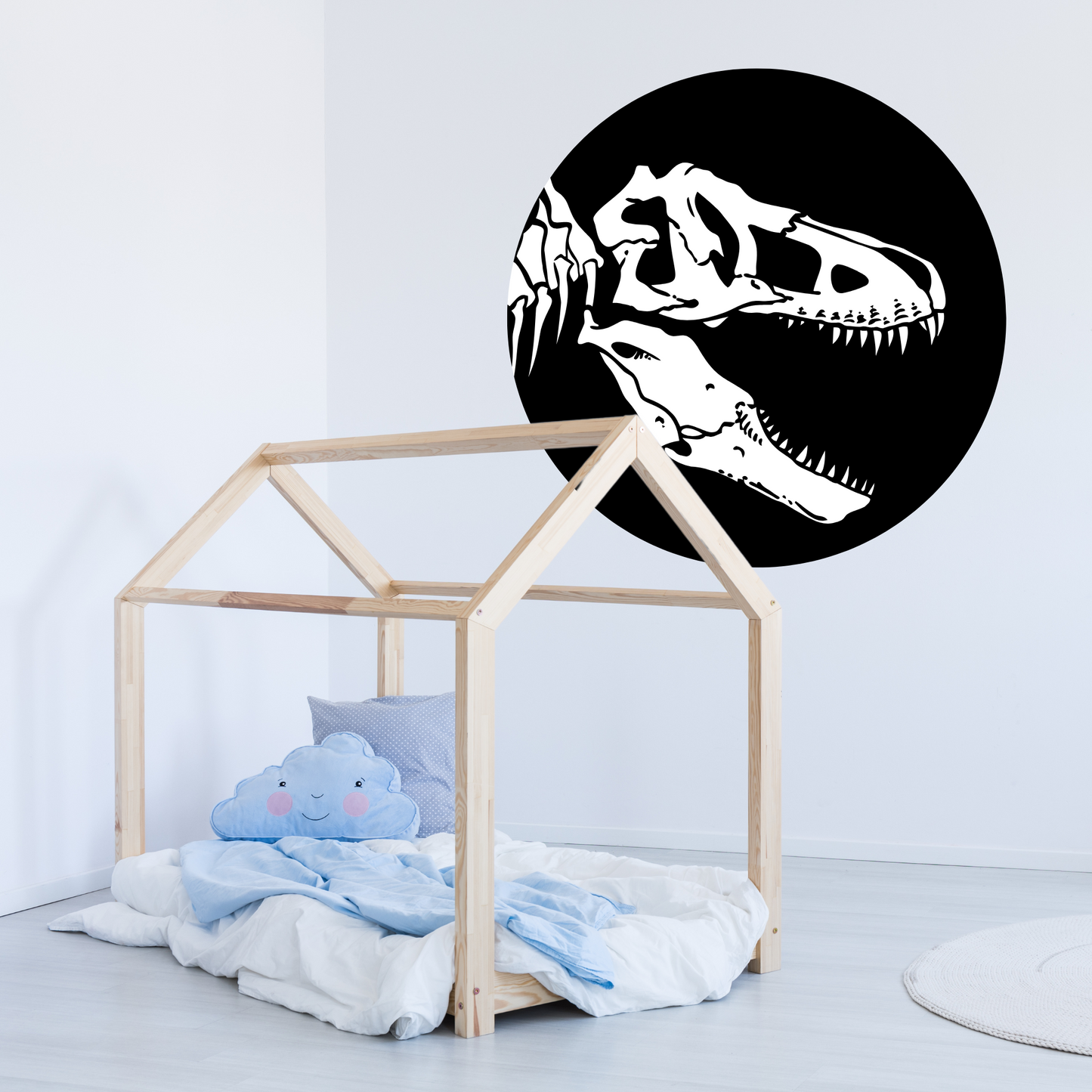 Round Wall Sticker – “T-Rex Skeleton"