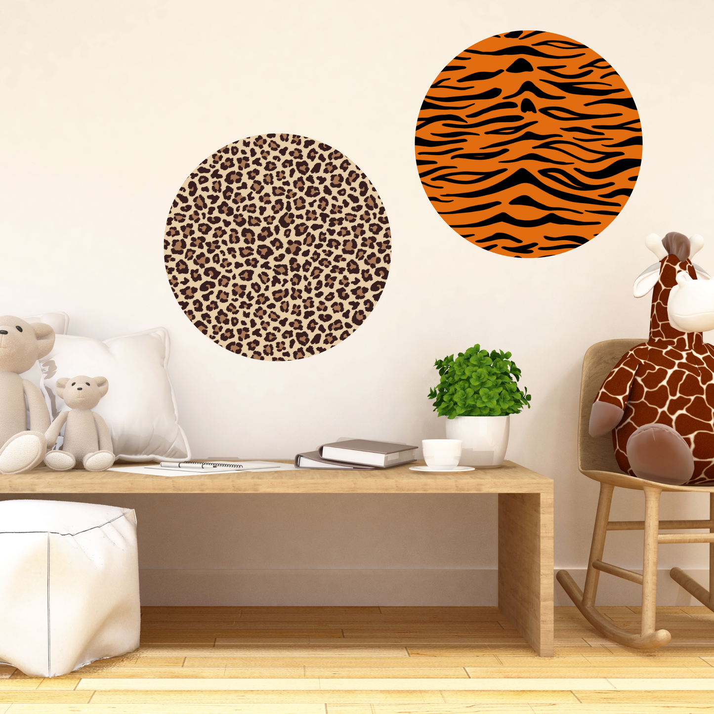Round Wall Sticker – “Tiger Pattern"