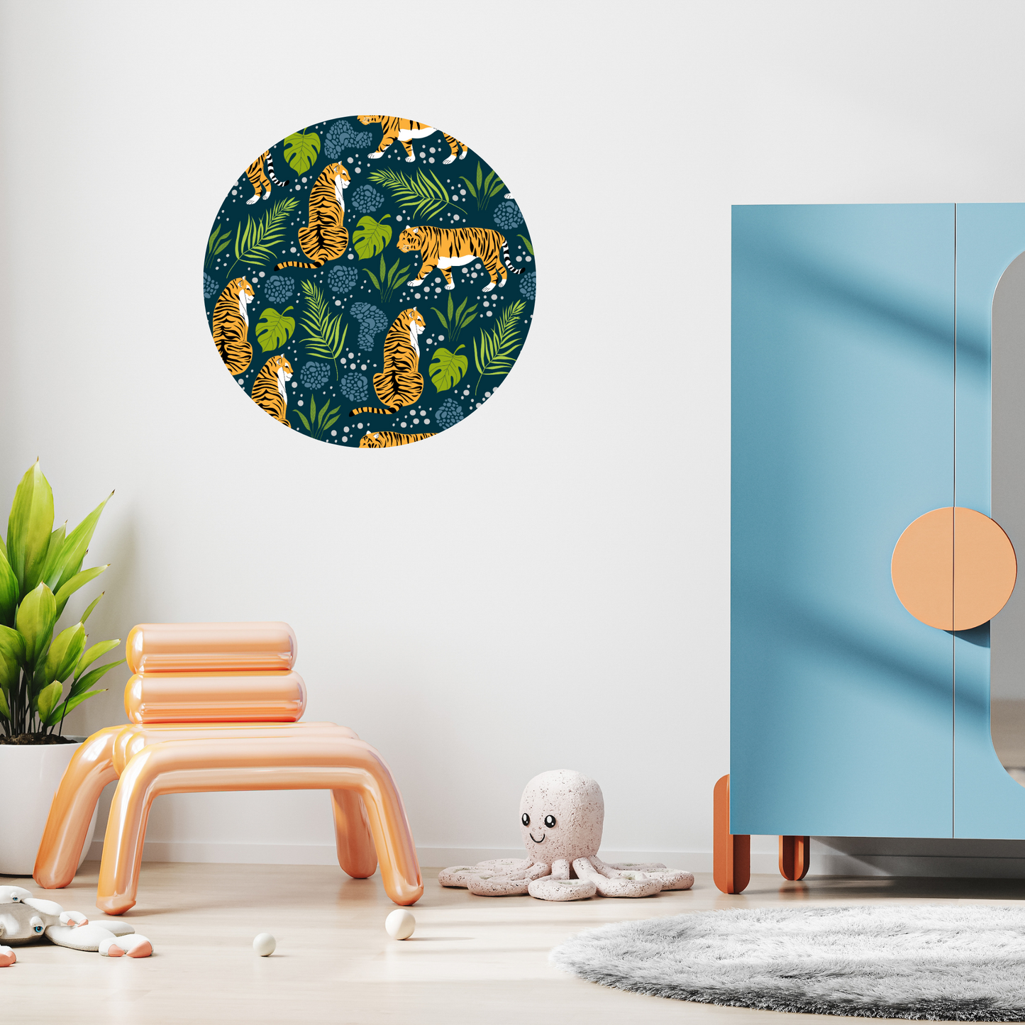 Round Wall Sticker – “Tigers in the Jungle"