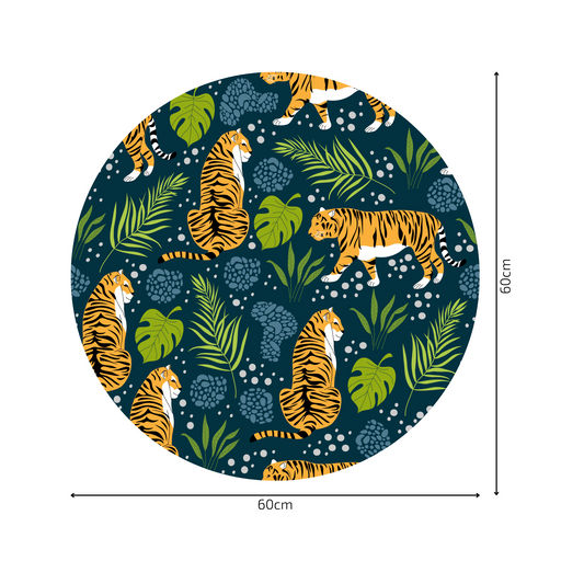 Round Wall Sticker – “Tigers in the Jungle"