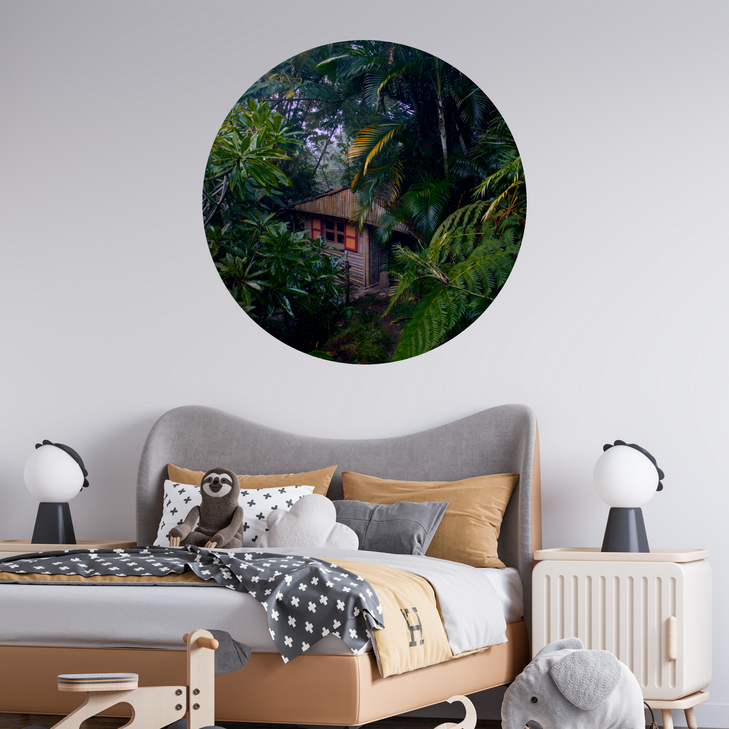 Round Wall Sticker – “Treehouse in the Jungle"
