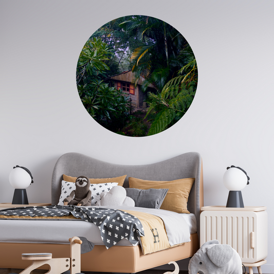Round Wall Sticker – “Treehouse in the Jungle"