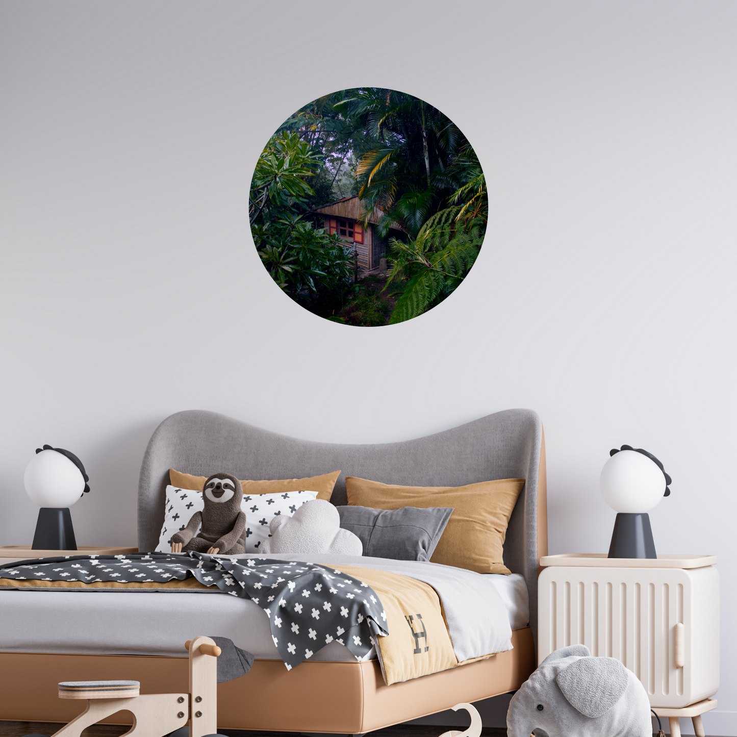 Round Wall Sticker – “Treehouse in the Jungle"