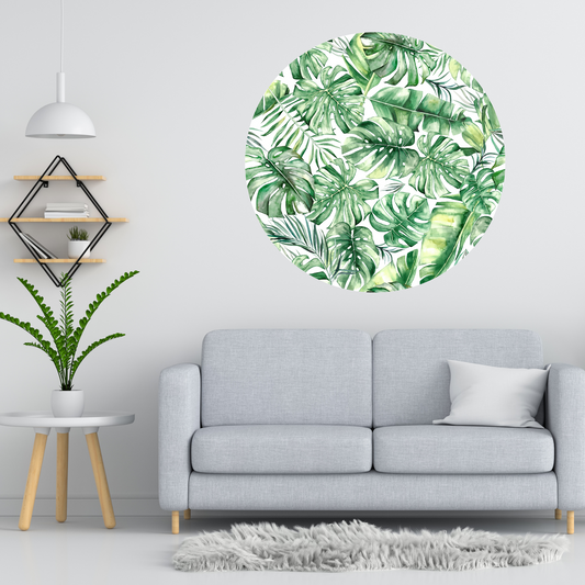 Round Wall Sticker – “Tropical Leaves"
