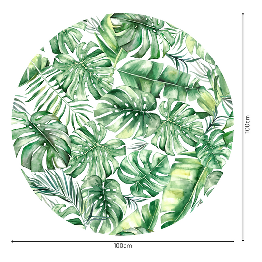 Round Wall Sticker – “Tropical Leaves"