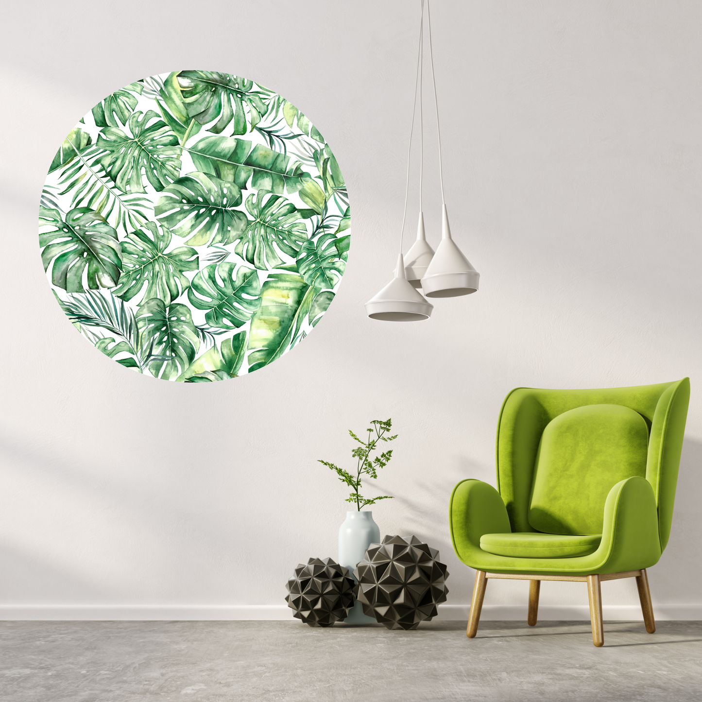 Round Wall Sticker – “Tropical Leaves"