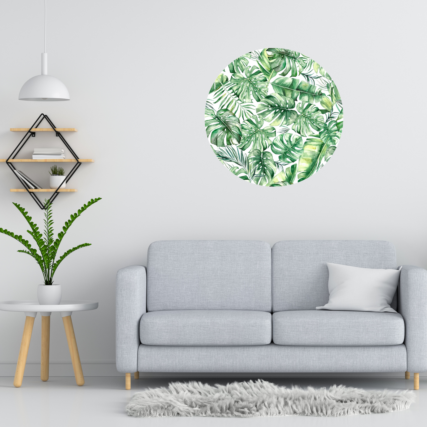 Round Wall Sticker – “Tropical Leaves"