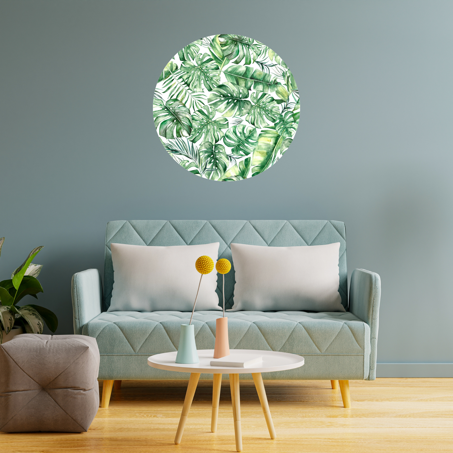 Round Wall Sticker – “Tropical Leaves"