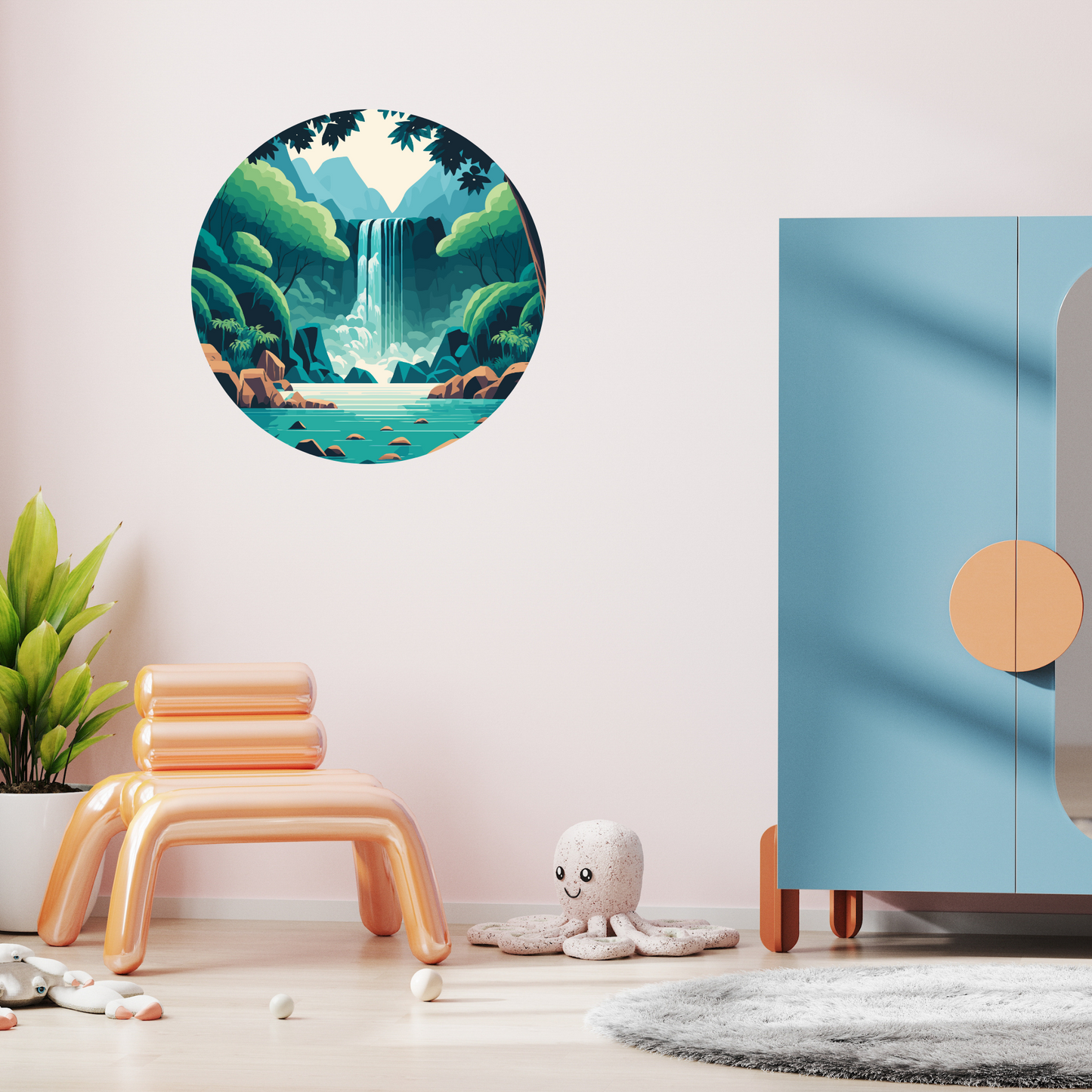 Round Wall Sticker – “Waterfall"