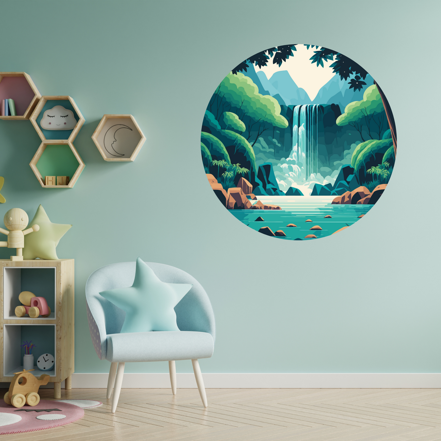 Round Wall Sticker – “Waterfall"