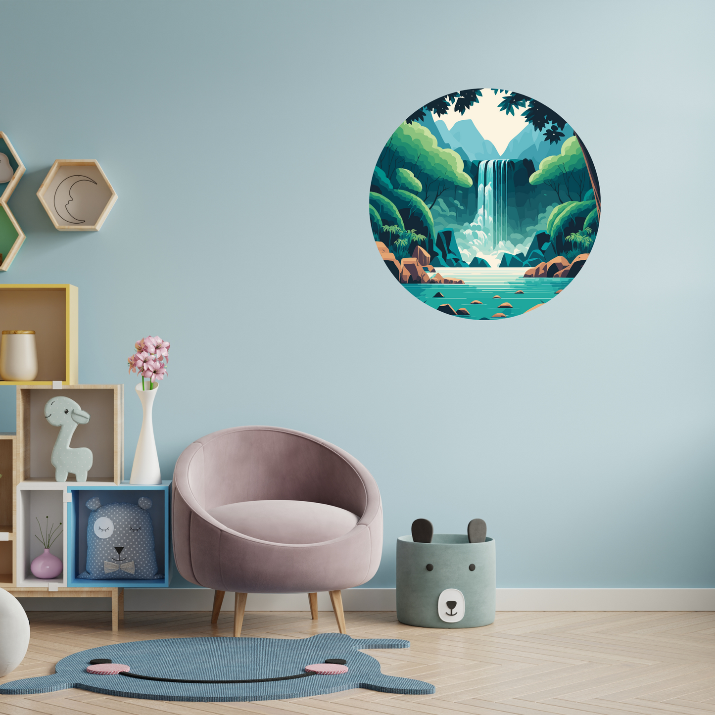 Round Wall Sticker – “Waterfall"