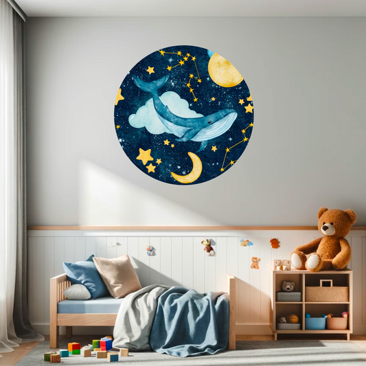 Round Wall Sticker – “Whale in the Starry Sky”