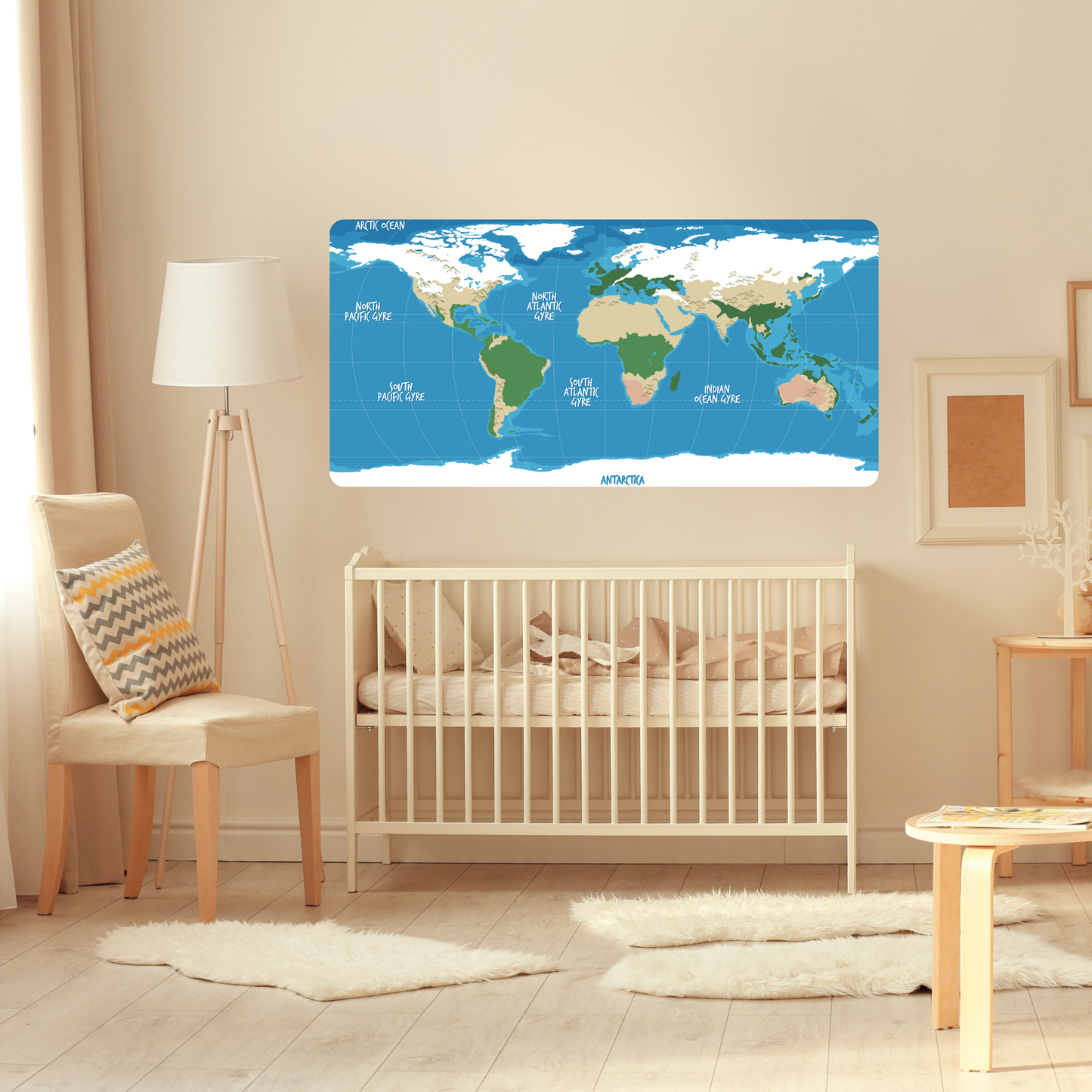 Self-Adhesive Textile Painting – Kids' World Map