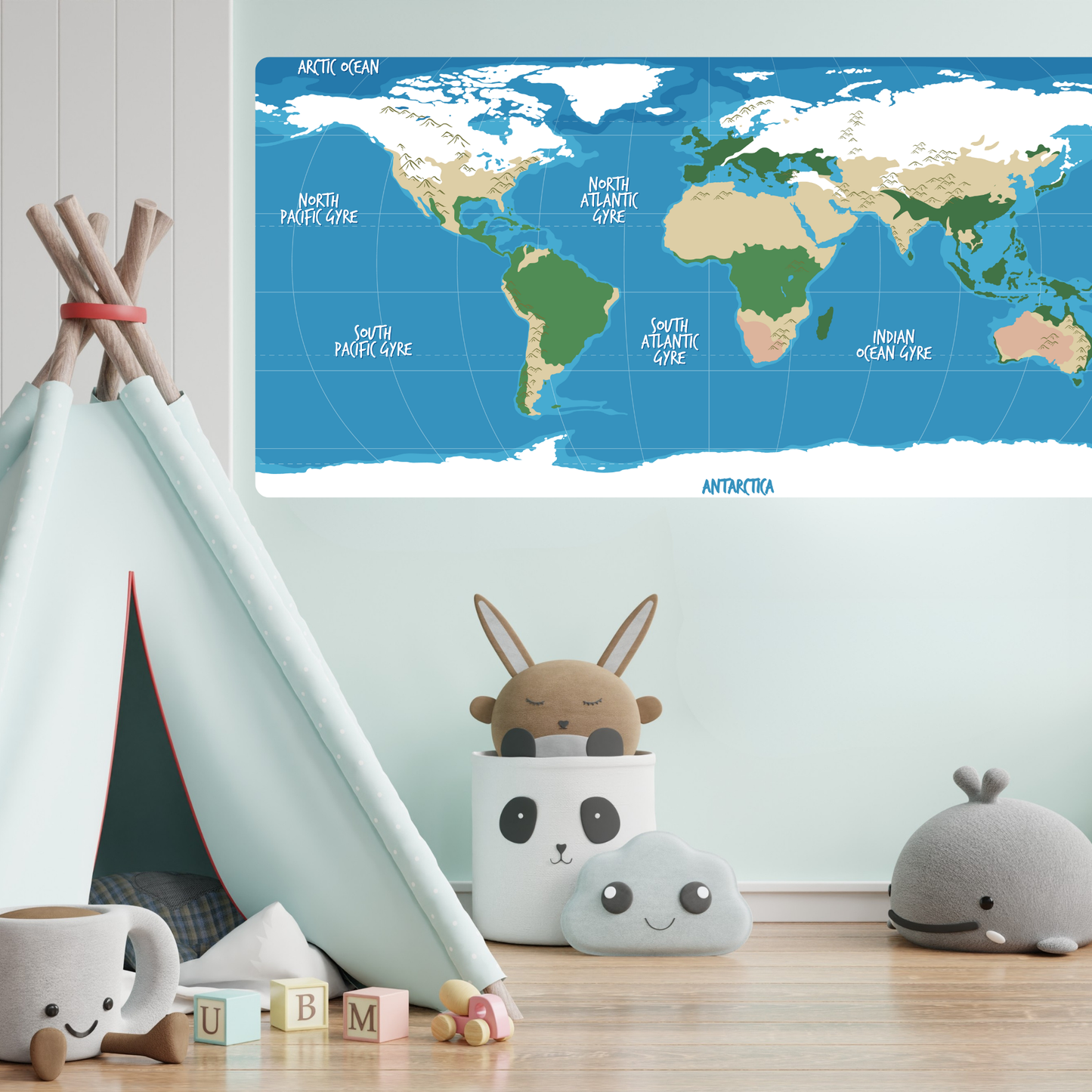 Self-Adhesive Textile Painting – Kids' World Map