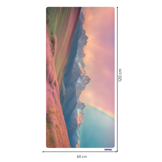 Self-Adhesive Textile Painting – Rocky Mountains with Rainbow