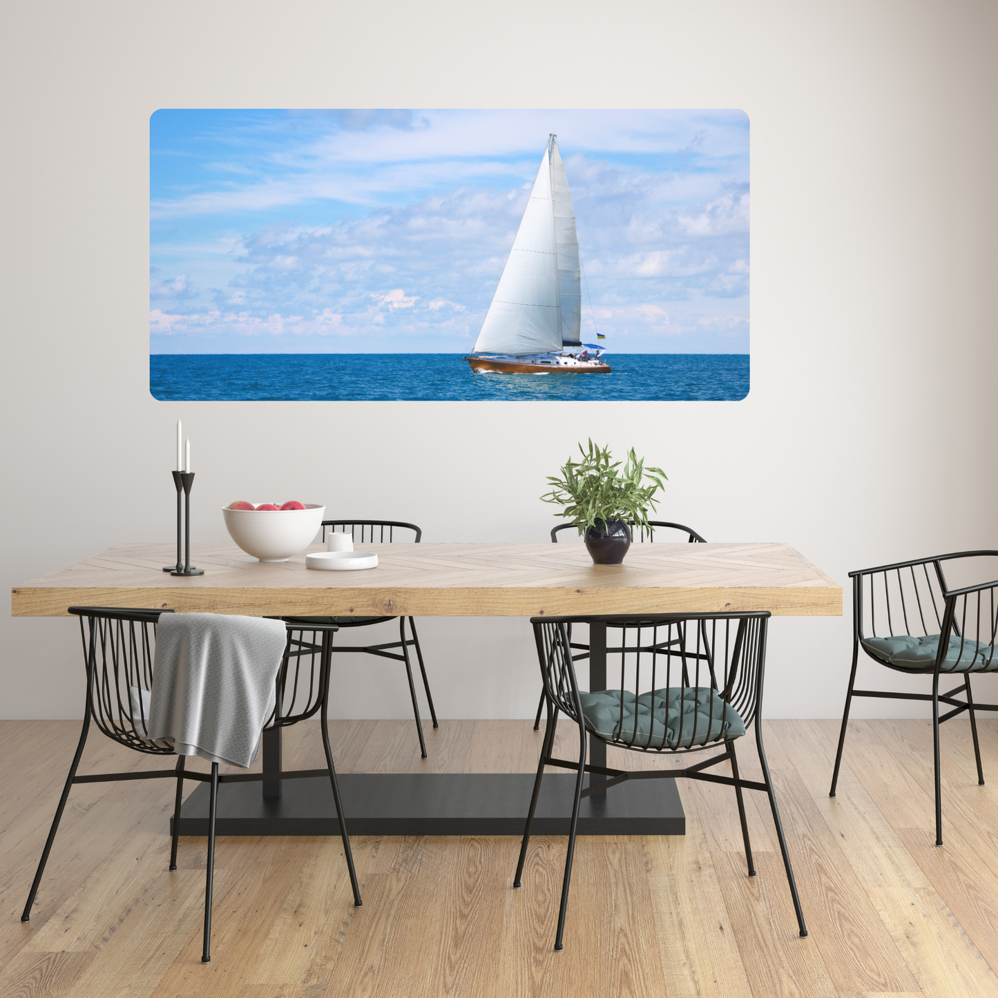 Self-Adhesive Textile Painting – Sailboat at Sea