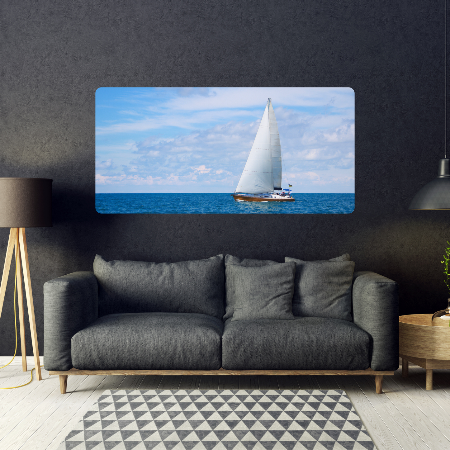 Self-Adhesive Textile Painting – Sailboat at Sea