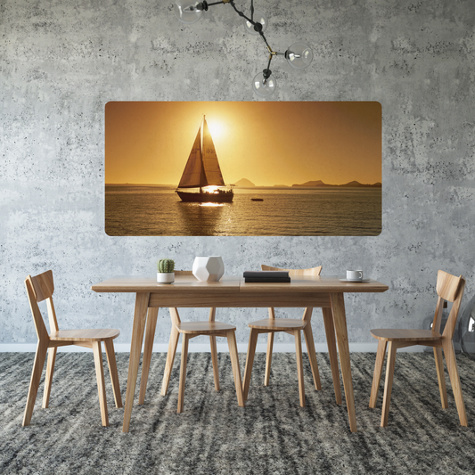 Self-Adhesive Textile Painting – Sailboat at Sunset