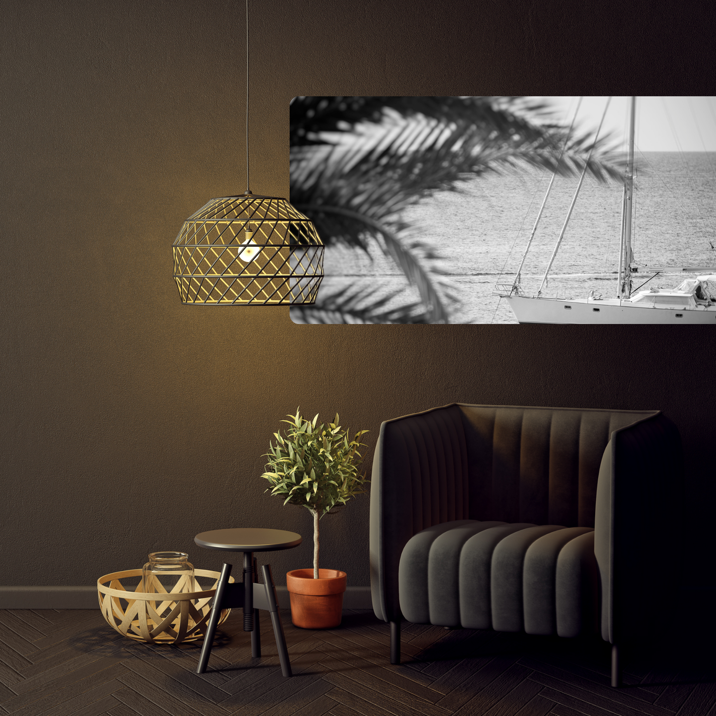 Self-Adhesive Textile Painting – Sailboat