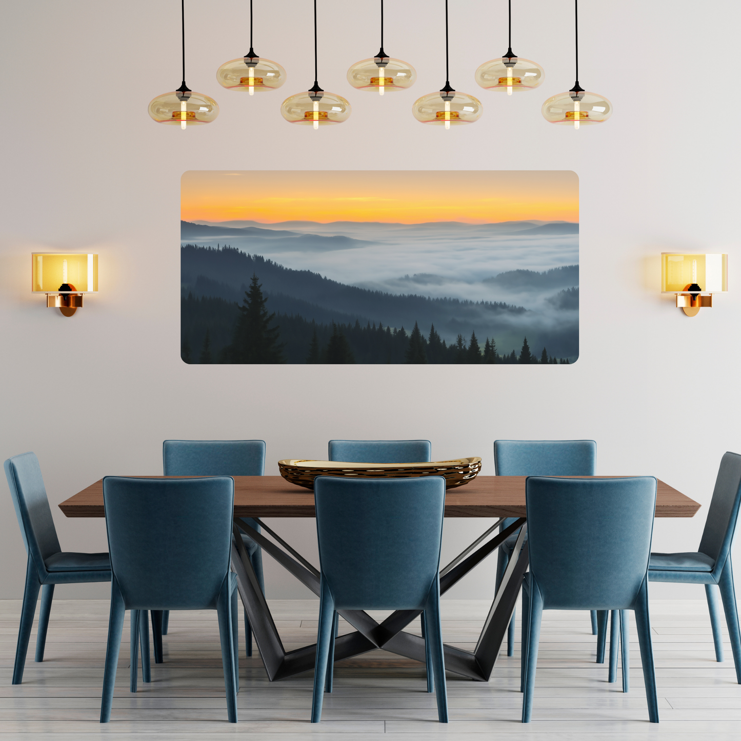 Self-Adhesive Textile Painting – Sunrise over the Mountains