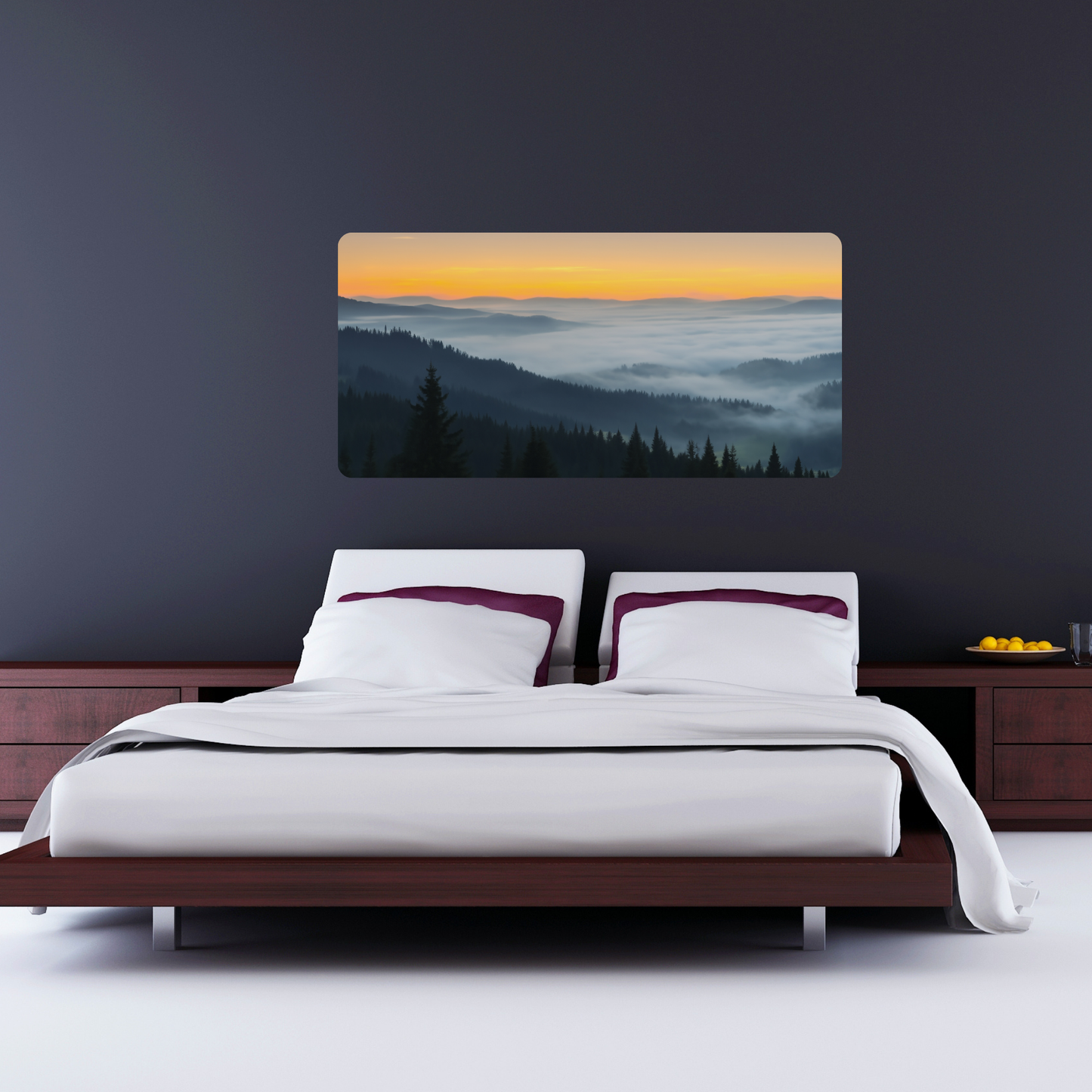Self-Adhesive Textile Painting – Sunrise over the Mountains