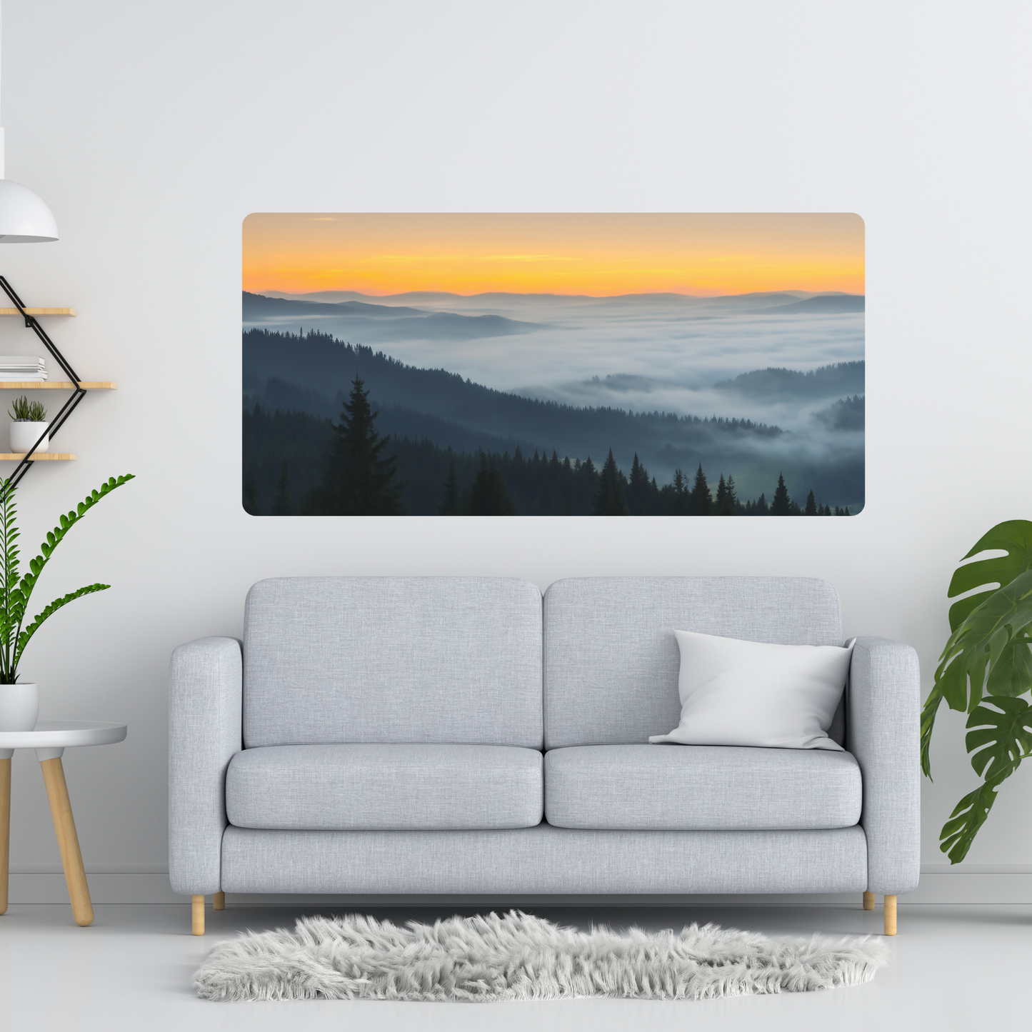 Self-Adhesive Textile Painting – Sunrise over the Mountains