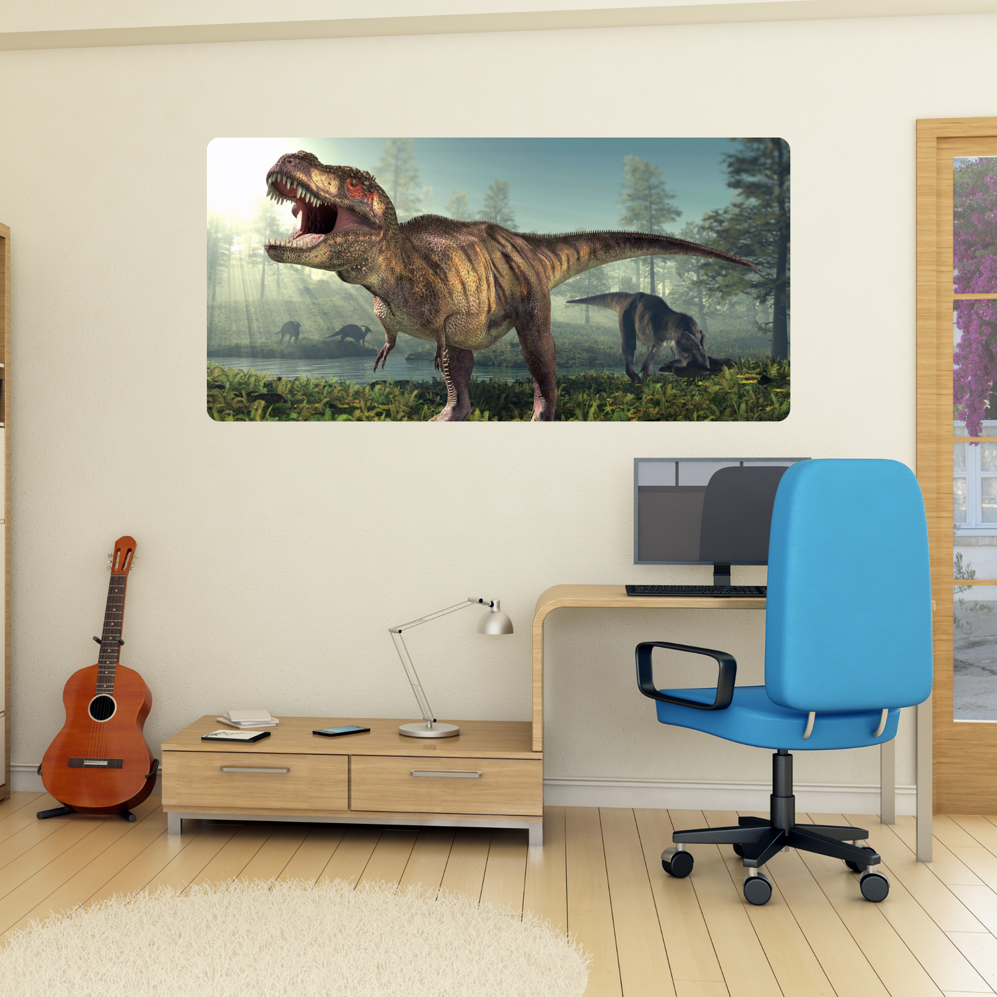 Self-Adhesive Textile Painting – T-Rex