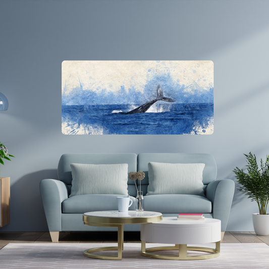 Self-Adhesive Textile Painting – Whale in the Ocean