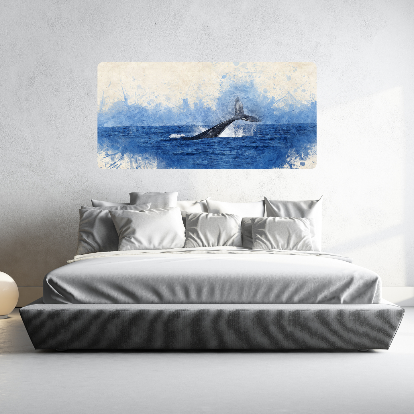 Self-Adhesive Textile Painting – Whale in the Ocean