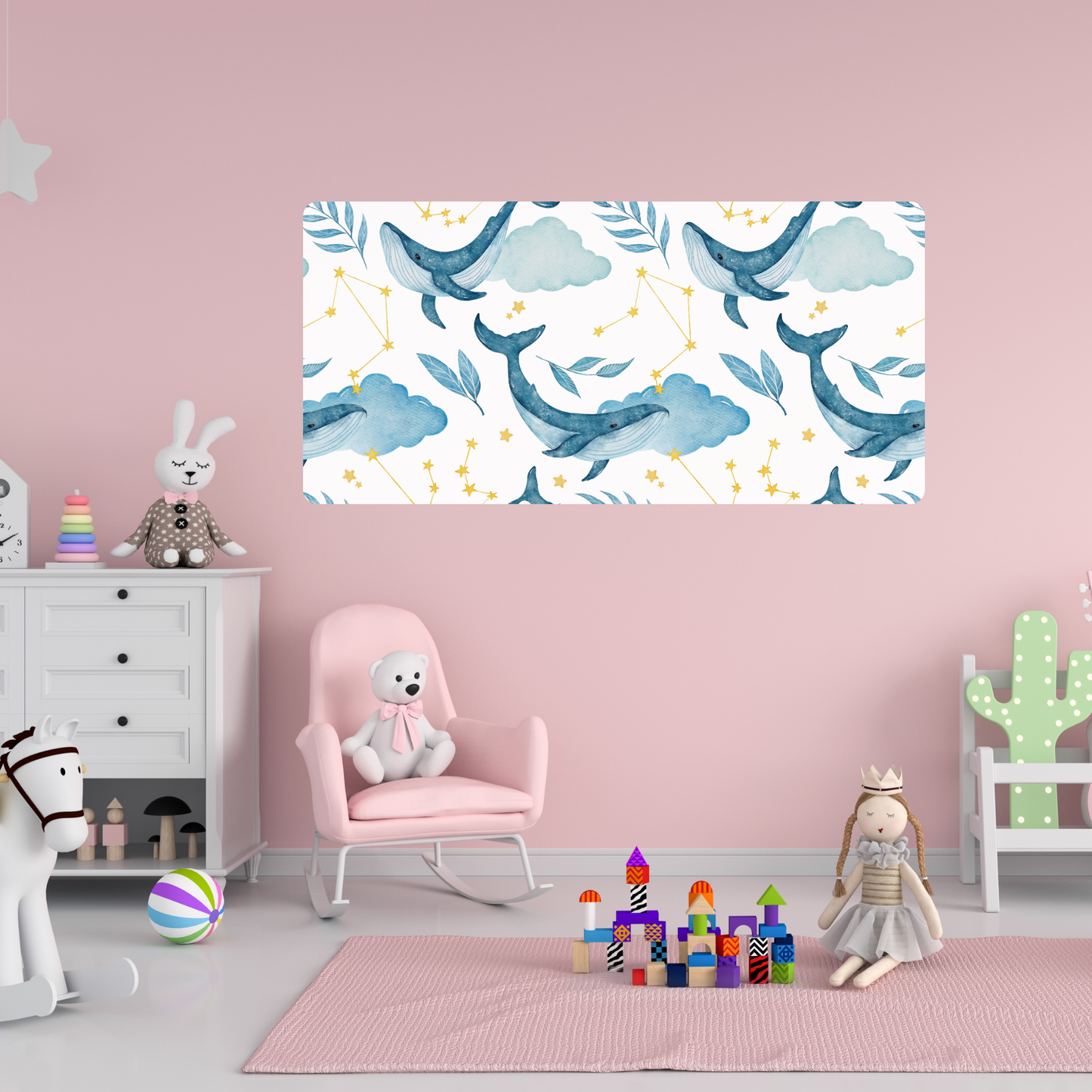Self-Adhesive Textile Painting – Whales in the Sky