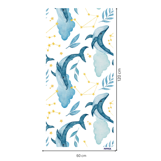 Self-Adhesive Textile Painting – Whales in the Sky