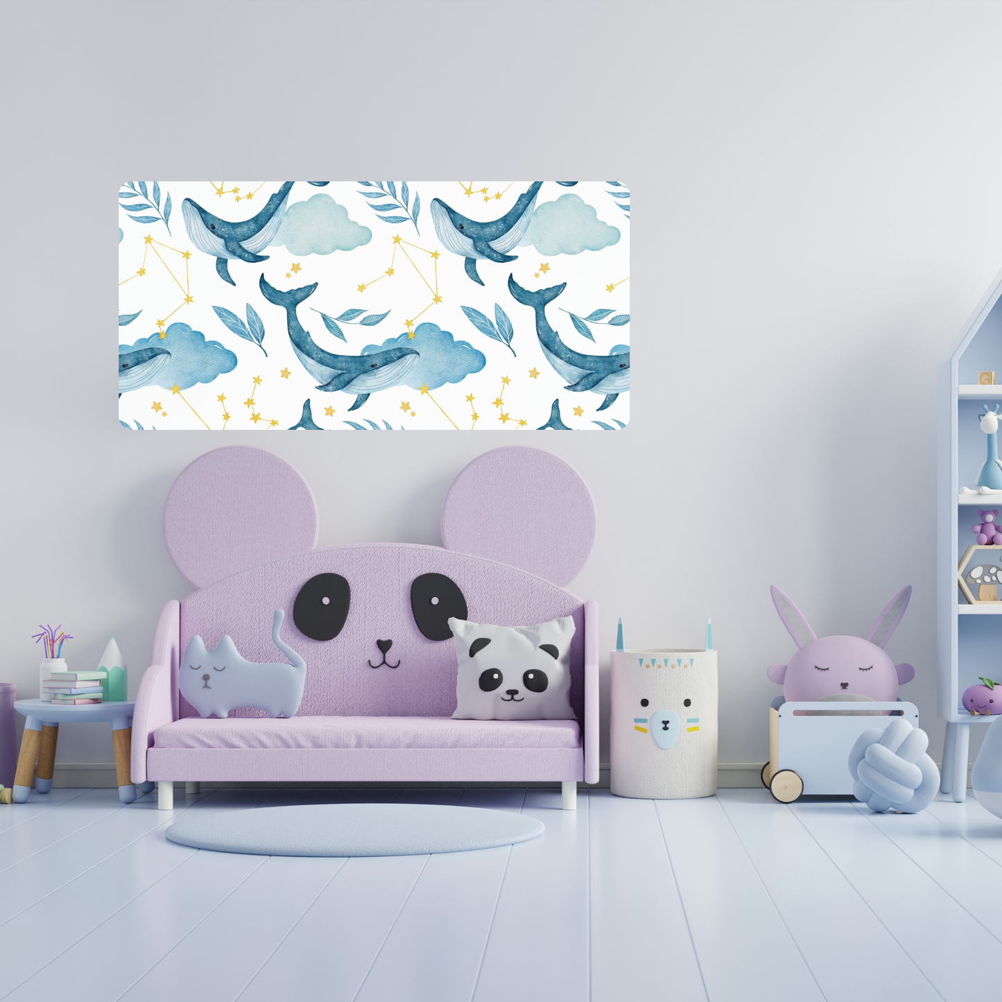 Self-Adhesive Textile Painting – Whales in the Sky