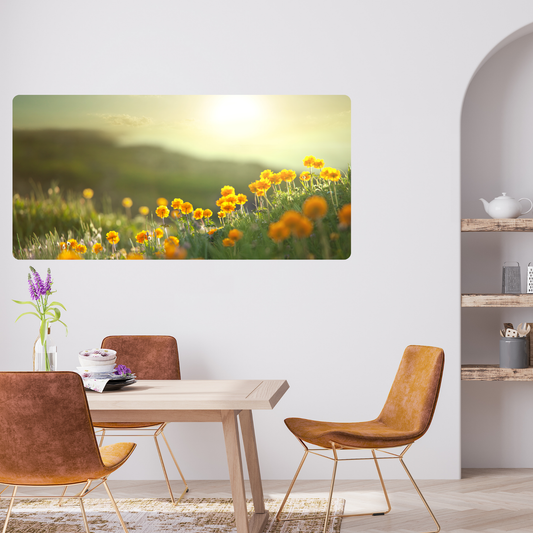 Self-Adhesive Textile Painting – Yellow Flowers in the Meadow