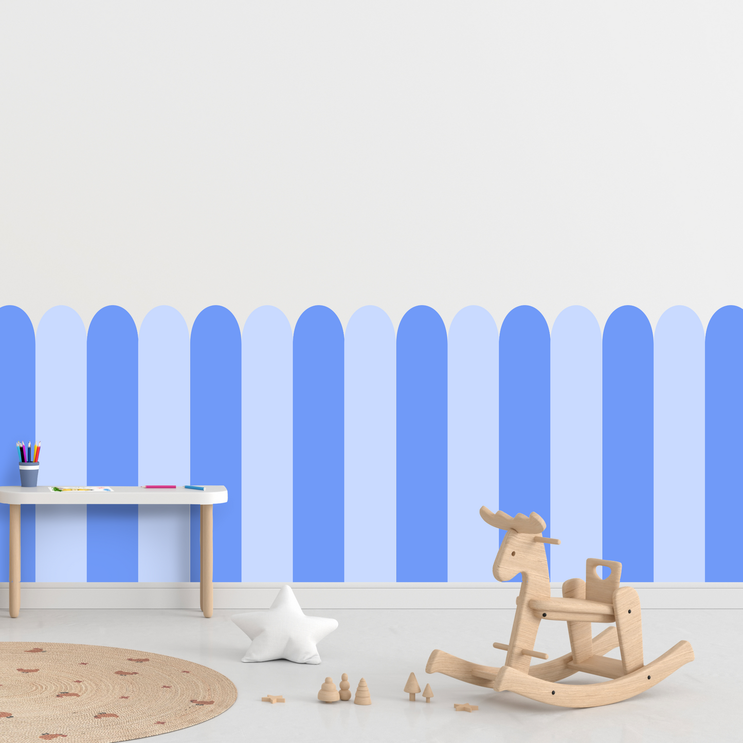 Self-Adhesive Textile Wallpaper – Arch – Blue Shades