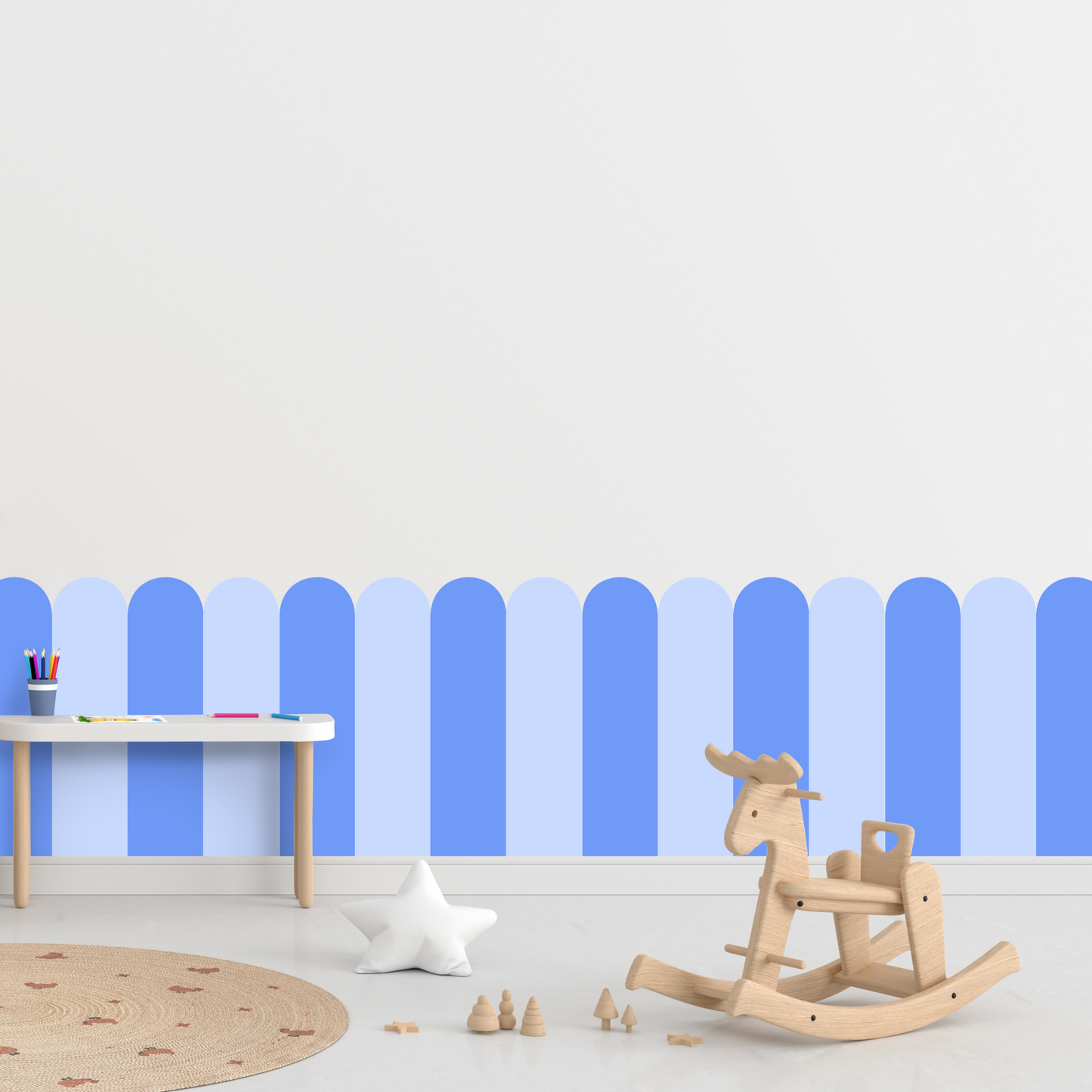 Self-Adhesive Textile Wallpaper – Arch – Blue Shades