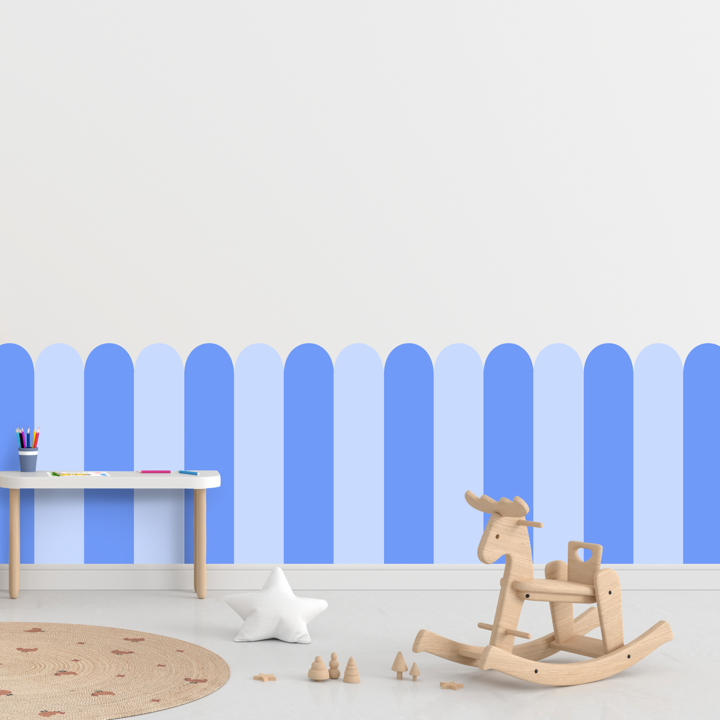 Self-Adhesive Textile Wallpaper – Arch – Blue Shades