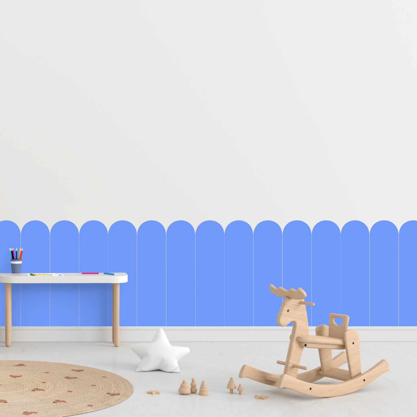 Self-Adhesive Textile Wallpaper – Arch – Blue Shades