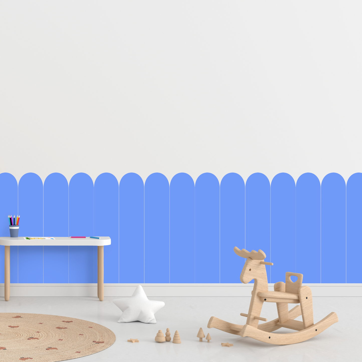 Self-Adhesive Textile Wallpaper – Arch – Blue Shades
