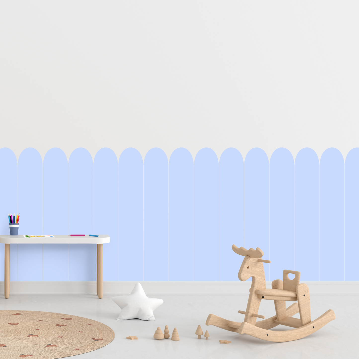 Self-Adhesive Textile Wallpaper – Arch – Blue Shades