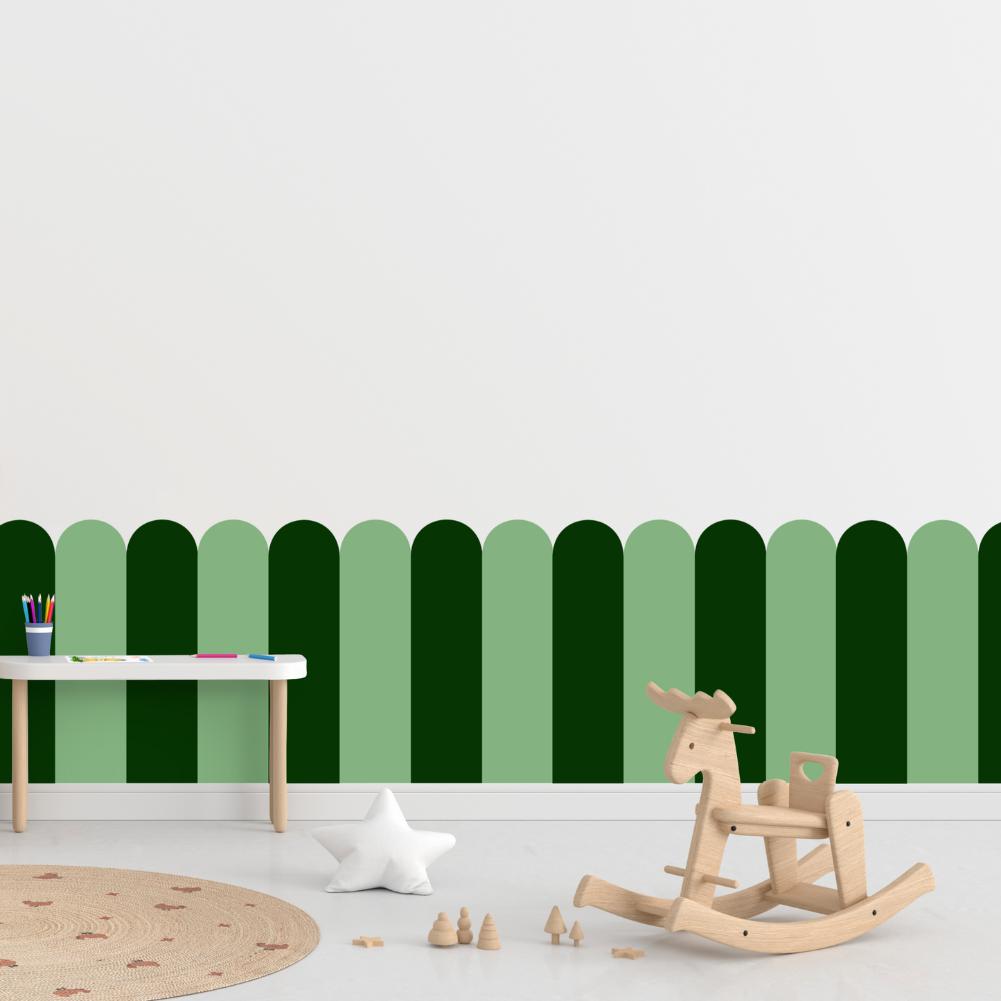 Self-Adhesive Textile Wallpaper – Arch – Bottle Green Shades