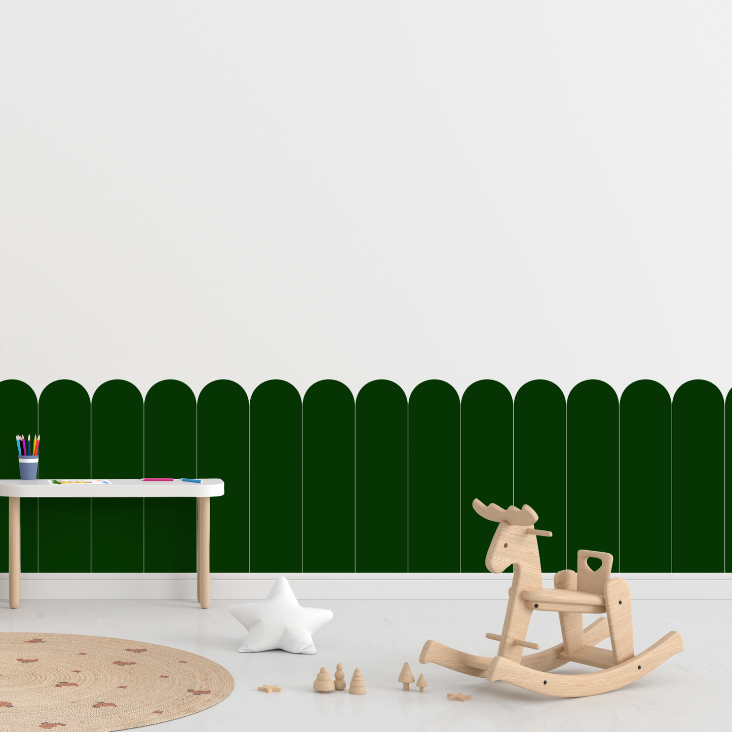 Self-Adhesive Textile Wallpaper – Arch – Bottle Green Shades