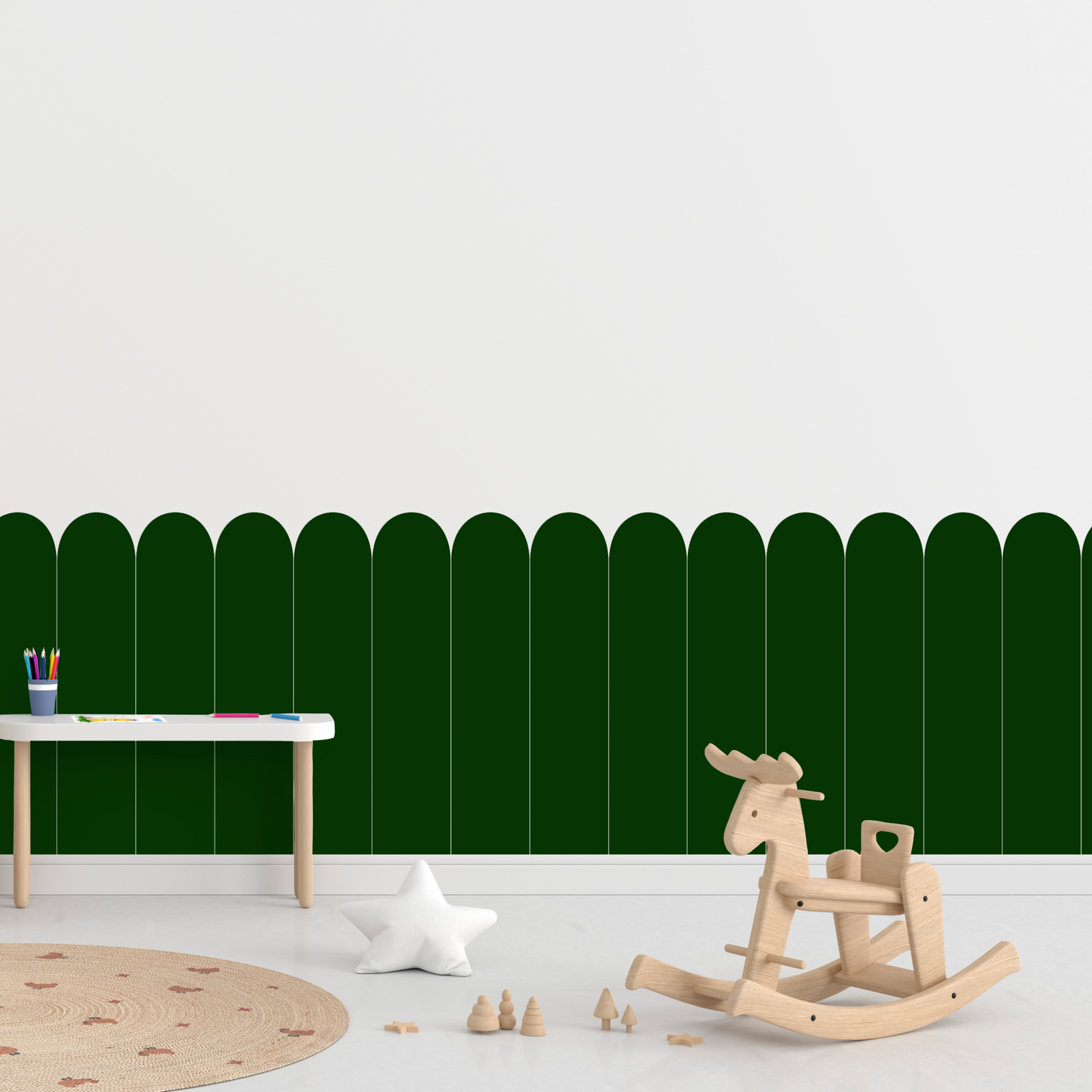 Self-Adhesive Textile Wallpaper – Arch – Bottle Green Shades