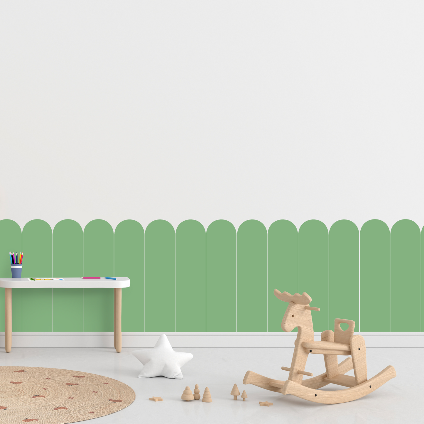 Self-Adhesive Textile Wallpaper – Arch – Bottle Green Shades
