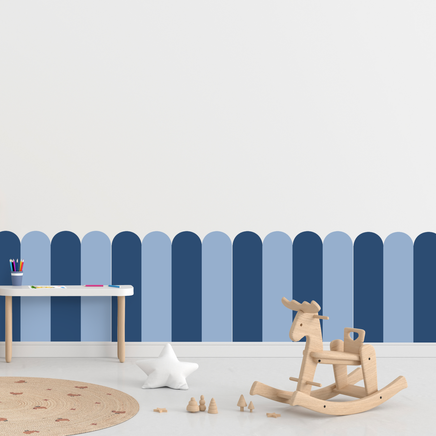 Self-Adhesive Textile Wallpaper – Arch – Dark Blue Shades